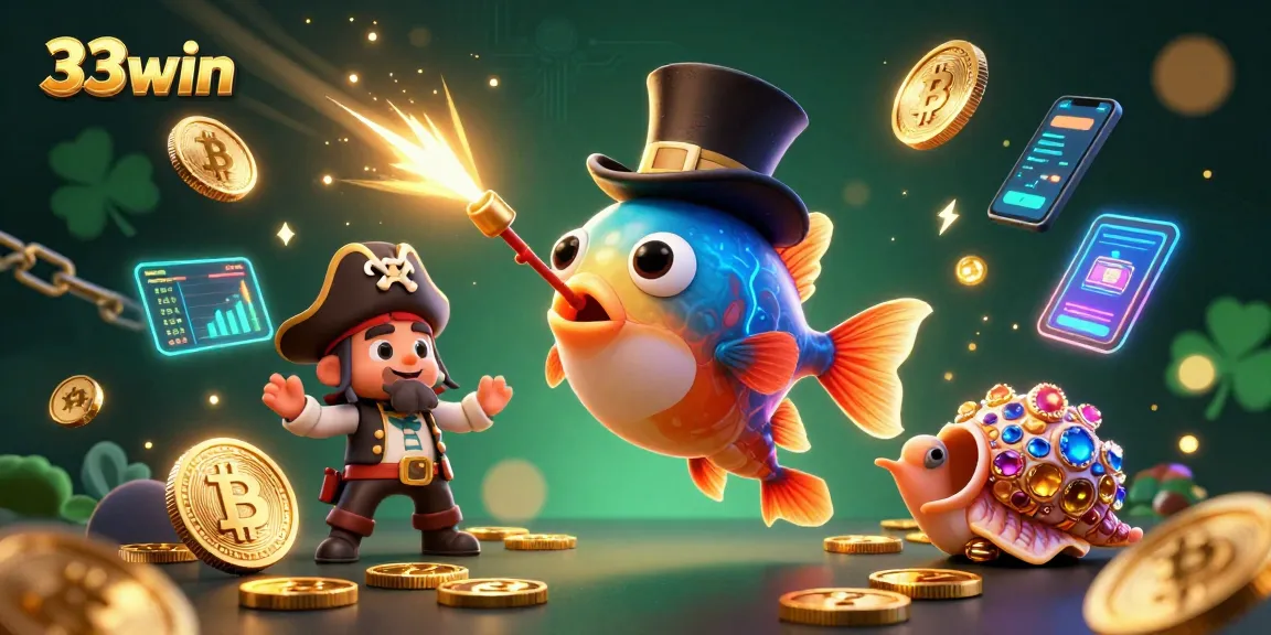 Engage with 33win's thrilling casino experience featuring vibrant characters and glowing elements.
