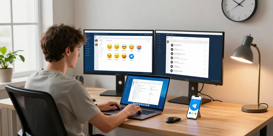 Engaging with the Telegram web version on a modern laptop in a bright workspace.