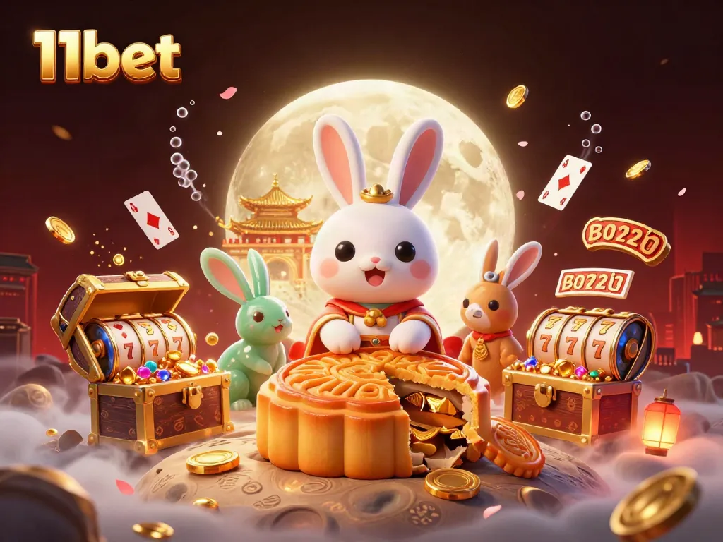 Engage in whimsical fun with 11bet and vibrant 3D characters revealing poker chips amidst casino treasures.