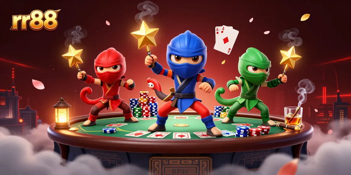 Experience thrilling poker excitement with rr88 and colorful ninja chameleons battling it out!