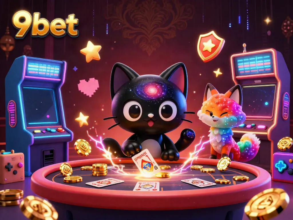 Bet big and win with 9bet in an ultra-detailed cosmic casino scene.