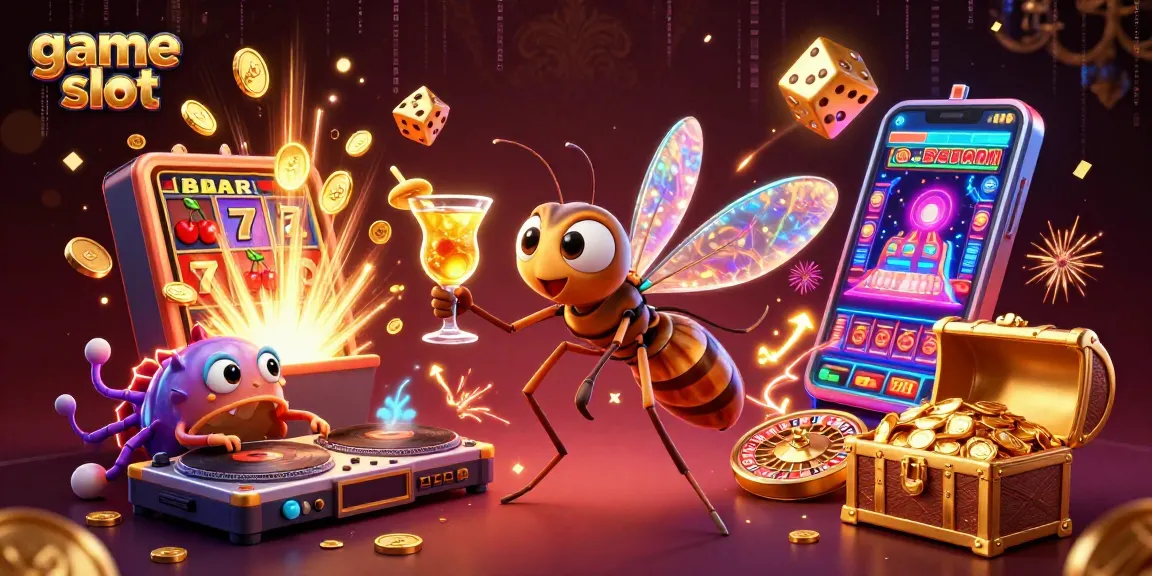 Experience the excitement of game slot adventures with a vibrant 3D scene featuring unique casino elements.