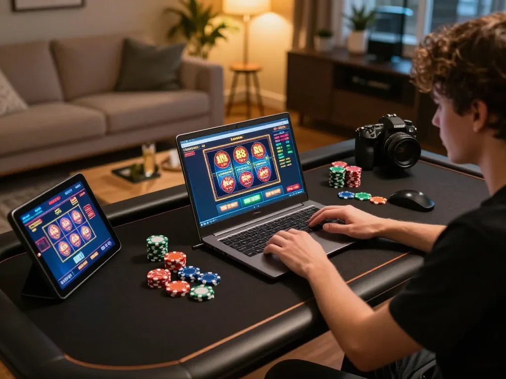 Engaging in thrilling MM 88 slots gameplay on a modern online casino setup