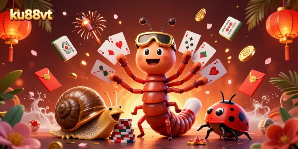 Engage with the lively world of ku88vt featuring a vibrant cartoon dealer and thrilling game elements