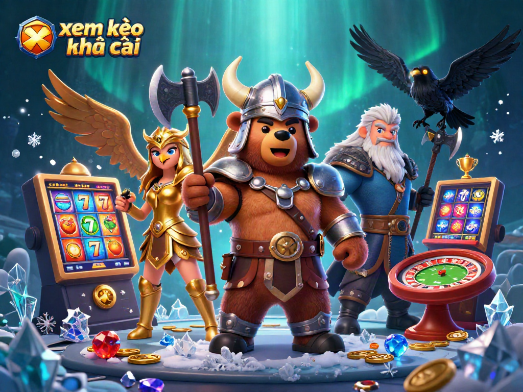 xem kèo nhà cái showcases an action-packed 3D scene with diverse gaming elements, ideal for gamblers.