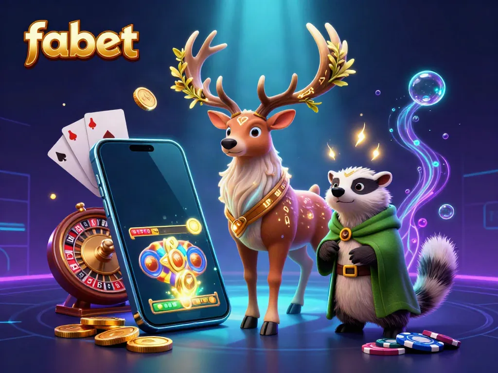 Experience exciting gaming with fabet in this 3D illustration of interactive casino fun.