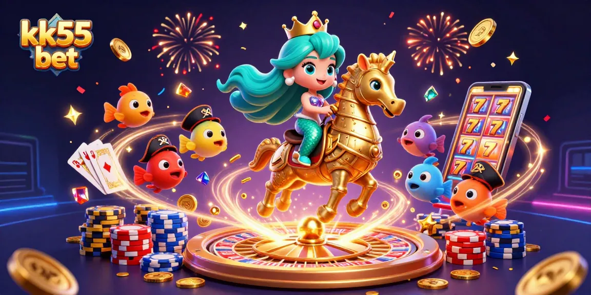 Experience thrilling gaming with kk55 bet in a vibrant 3D cartoon casino world filled with excitement.