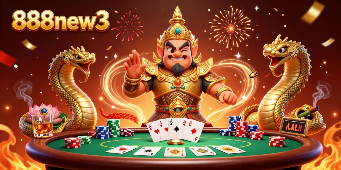 Engage in thrilling poker action at 888new3 with vibrant characters and colorful gaming elements.