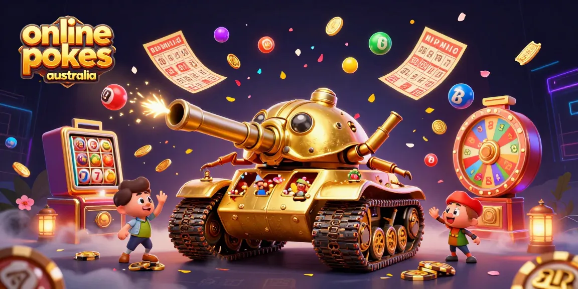 Experience the thrill of online pokies Australia with an engaging casino scene featuring dynamic gaming elements.